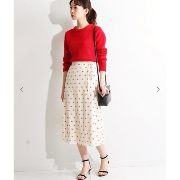 Rouje Sweaters - ROUJE 🍒 rare BNWT 100% wool pop of red cherry cable crew knit sweater